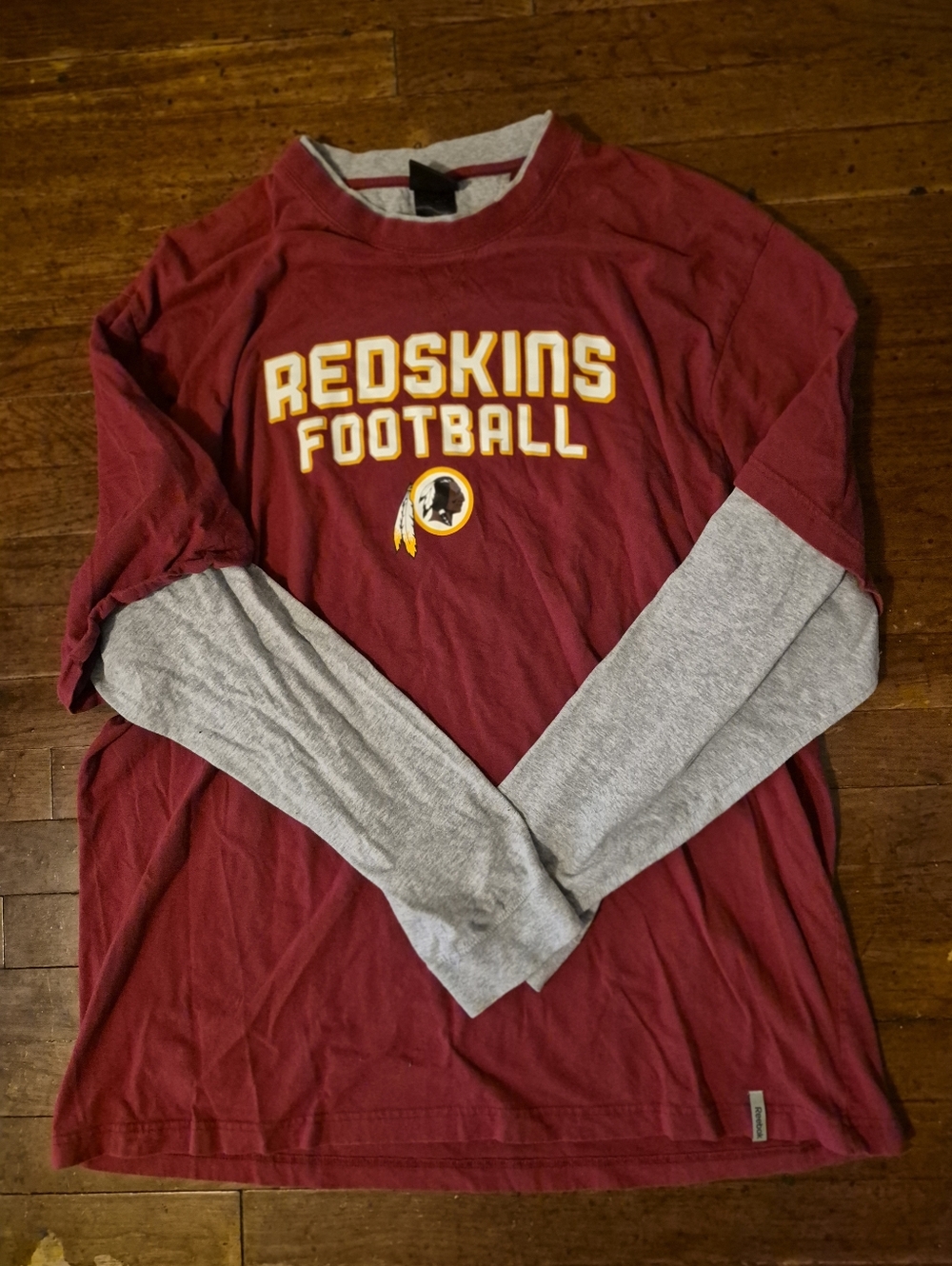 Washington Commanders Redskins Reebok Mens Sz 2XL Burgundy Gray Lonfsleeve